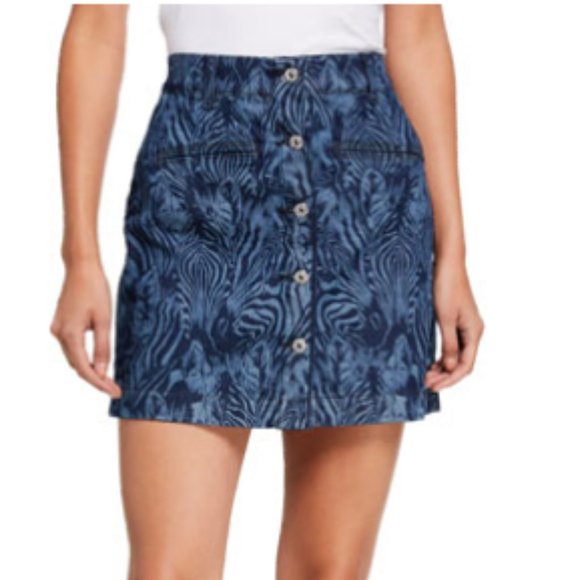 7 FAM Zebra-print Button-Front Midi Skirt - Picture 1 of 7